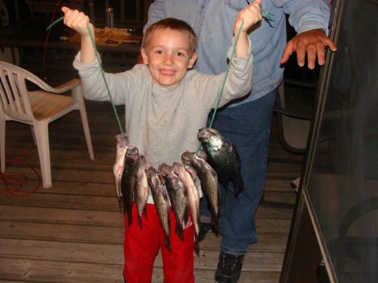 Hunter caught his limit on Jordan Lake near Raleigh,NC not too shabby for a 7yr old fisherman any chance of him winning any prizes?? Thanks TJ