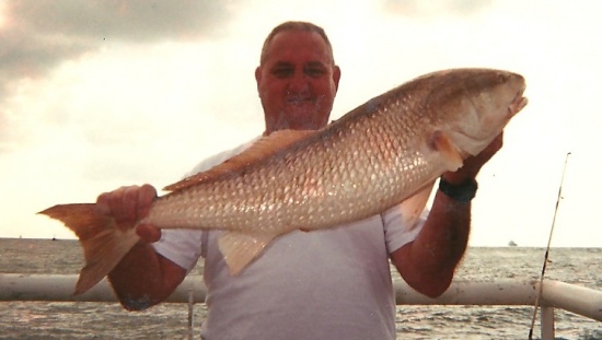 Caught off South Padre Island. No guess on the weight, but biggest fish for the day and above the slot for keepers.