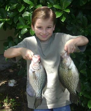 when 9 was 7 or 8, my dad took me crappie fishin and lets just say, WHAT A DAY(as you can see here) bill, i love your show and you motovate me to fish every which way! your book teaches me how to catch more and bigger fish. why not do a book on saltwater?   sincerley,your biggest fan,jackson griffin