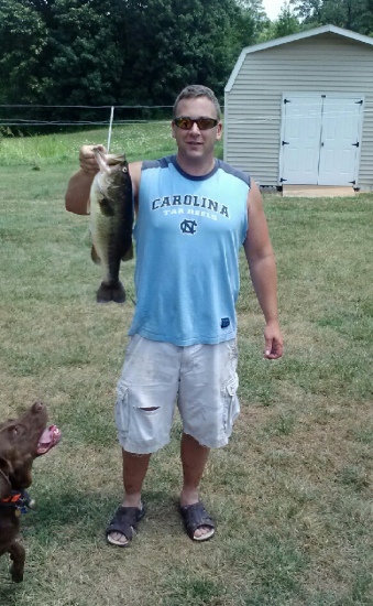 8.3 lbs. Caught on a small farm pond in Rice, Va. On a black and watermelon senko rigged wacky style. Shimano medium action rod with caenan baitcaster.