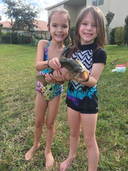 Reese & Riley caught a 2 LBS Bass on a shiner and a micro mini pole.