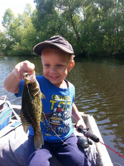 One of My grandsons at 2 1/2 years old fishin for the day in August of 2015 in Nashville,Illinois