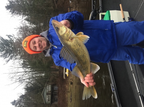 This walleye was caught on a black jighead with a live minnow in March of 2017 on the Wisconsin River while vertical jigging in 35 degree weather.  23