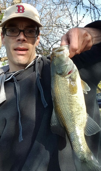 Early morning spinner bait April 30th about 3 miles outside of Boston MA. Not the prettiest fish compared to most hereffective. Unfortunately this bass lives in a heavily polluted pond. But for a guy with difficult physical limitations and health problems, just being able to drop a line for a few is a blessing. Add this fish and it is truly a giftime! Thanks for all the great tips over the years Bill!