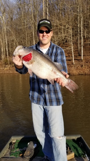 I caught this fish Sunday Feb. 18, 2018 at a public lake in southern Illinois. It weighed a little over 10 lbs. Saturday the 17th I got to me Bill Dance at the Memphis pyramid Bass Pro and he signed the hat im wearing in the photo. It was a dream come true to meet him. I told him that his signature on this hat is good luck and he said 