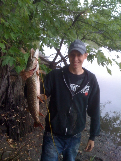 Nice 7lbs Northern Pike Caught On Des Plains River,IL In Mid-May, Using Chicken Breast For Bait