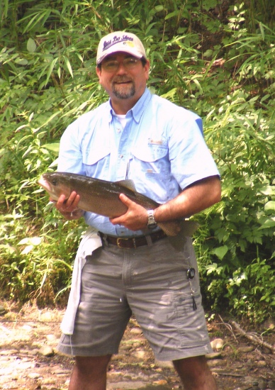My father-in-law (Robert Lanford) shared this honey-hole (just below Turner's Corner, Ga on the Chestatee River) with me this past July 08. Did not have a scale with me, but you can see that this one was bigger than my forearm. Caught on ultralight spinning combo, 4 lb Suffix Elite mono using a spinning fly. Took about 15 minutes to get it to the net.