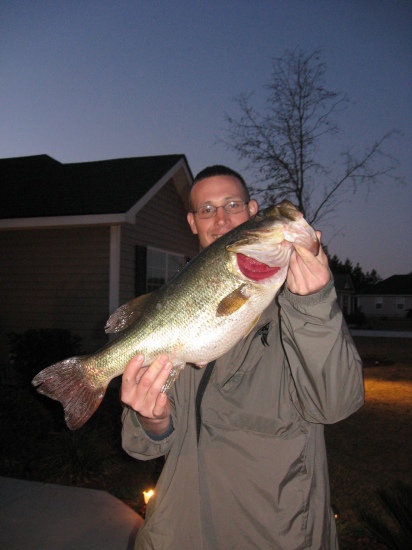 Mission Lake Moody AFB Valdosta GA  8lbs.  Caught in March on bumble bee gambler worm no weight.