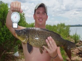 Caught this common carp in Abilene, TX on corn. It is less than one pound off the lake record.
