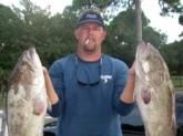 60 miles offshore from Tampa. Back to back 15lb groupers. Only a fraction of the days catch.