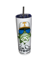 Load image into Gallery viewer, Front profile of the Bill Dance Outdoors Tumbler with metal straw