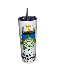 Front profile of the Bill Dance Outdoors Tumbler with metal straw