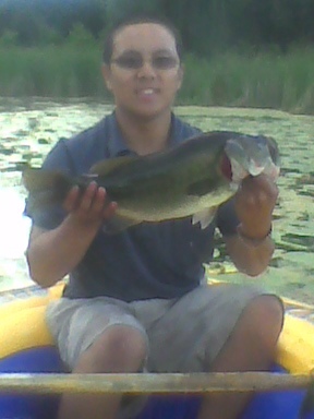 The only bass of the day it is measured at 19.5inch. caught this baby on a scum frog. Carver lake, MN