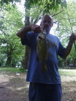 17 inch smallmouth bass caught on rubber crawdad on the Susquehanna river in York Haven, PA.