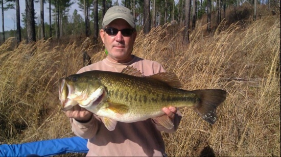 Mike Manville caught and released this 12 pounder on January 11, 2014 in a private lake in St. Clair Co. Alabama.  The bass was caught on the smallest Shad Rap made.