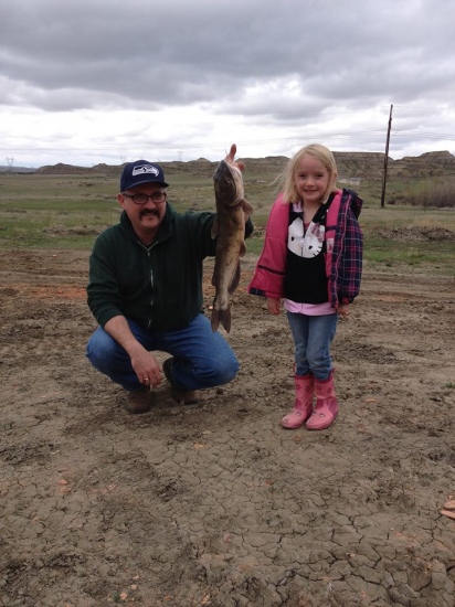 My daughter Dakota caught this channel cat on the Yellowstone just outside Miles City in May 2014.  Almost stole her pole!  Not sure of length or weight but it took a while to reel in.