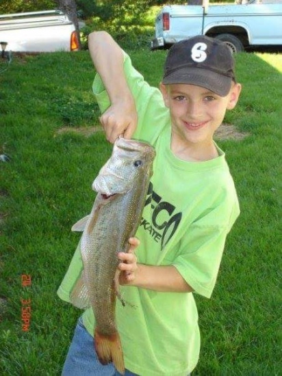 Caught it at a local pond near the haw river in NC i caught it on a Worm at 8 years old weighed almost 4lbs