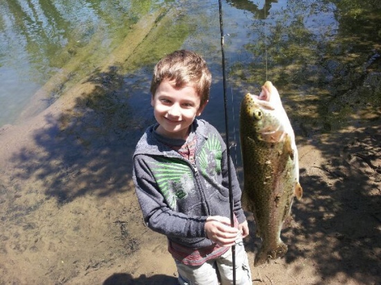 Never too young too start fishing. My little guys first time fishing. He fished river in Salem va.