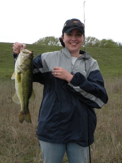 This fish was caught on April 4, 2009 in Bells, TX on a private 3 acre pond using June Bug power worms and a Rhino rod and reel! I forgot my fish scale so the exact weight is not known, but it's not too shabby for the first catch of the day!