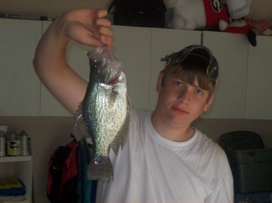 Me and my friends were fishing and we ran out of bait and i casted out a hook with nothing on it and my friends said it would be funny if you caught something on just a hook and i was playing around when i said i caught something and then the next second i did and it was a 2 and a 1/2 pound crappie