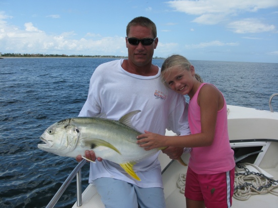 Shayne Miller with his 10 year old Daughter Savanna. Savanna caught this Jack in the St. Lucie Inlet in Stuart FL