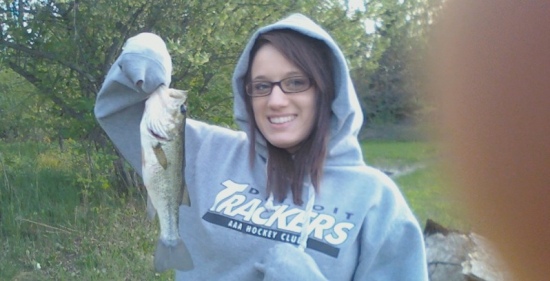 my first bass :) he was small but he got me hooked on bass fishing!