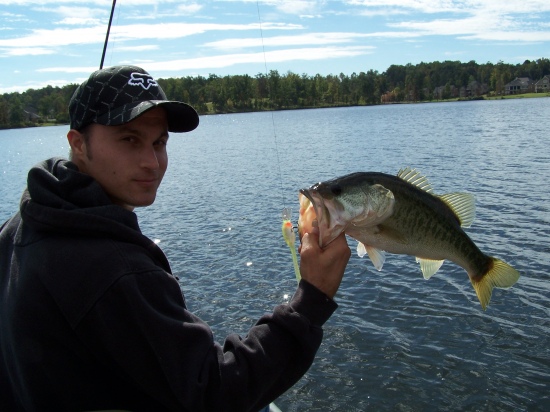 My son Travis using another one of your new swim baits.