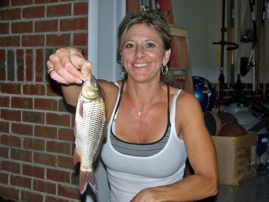 Momma Perkins carp, a lot smaller than the fish she hooked at the beach but its cool