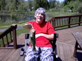 I caught this 2 1/2 lb. Largemouth in my back yard pond on May 2,'11, outside of Buffalo, NY. My biggest is almost 5, but as usual there's never anyone around to take a picture when you need it. Anyway it was caught on a 1/4 oz. white Fuzzy Grub with a chartreuse twister tail. It put up a great fight and was released unharmed.