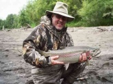 This is the rainbow trout I caught when I was in Alaska. Using the medium action fly rod.