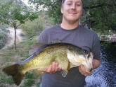 Caught the fish in Big Tujunga Canyon, Ca. We did not have a scale on us, but it was safe to say 8 lb.
