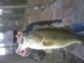 Cal Lane's 5 1/2 lb. largemouth on first cast.