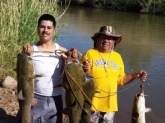 Me and my dad caught these on my birthday right below the diversion dam on the salt river right above Roosevelt lake AZ . Caught these Nice flatheads on live blue gills big one too . What a good father son fishing trip.!