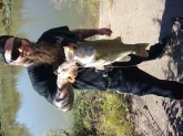 Caught this big un on a spinner bait at a creek near my house from the bank!! Fun fun fun!! Keep fishin!!