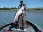 I caught this nice Kenai River in Soldotna Ak. in 2007 king salmon in June when there was a slot limit on them, it was 42 pounds nice small king.