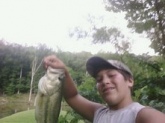 i cought this bass in dalton ga at a pond behind my house with a mans baby bass it was 2 1/2 pounds
