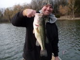 4.75lbs 22.5 in Large Mouth Bass caught in Lamberton Lake, out of Grand Rapids, MI using a soft plastic.
